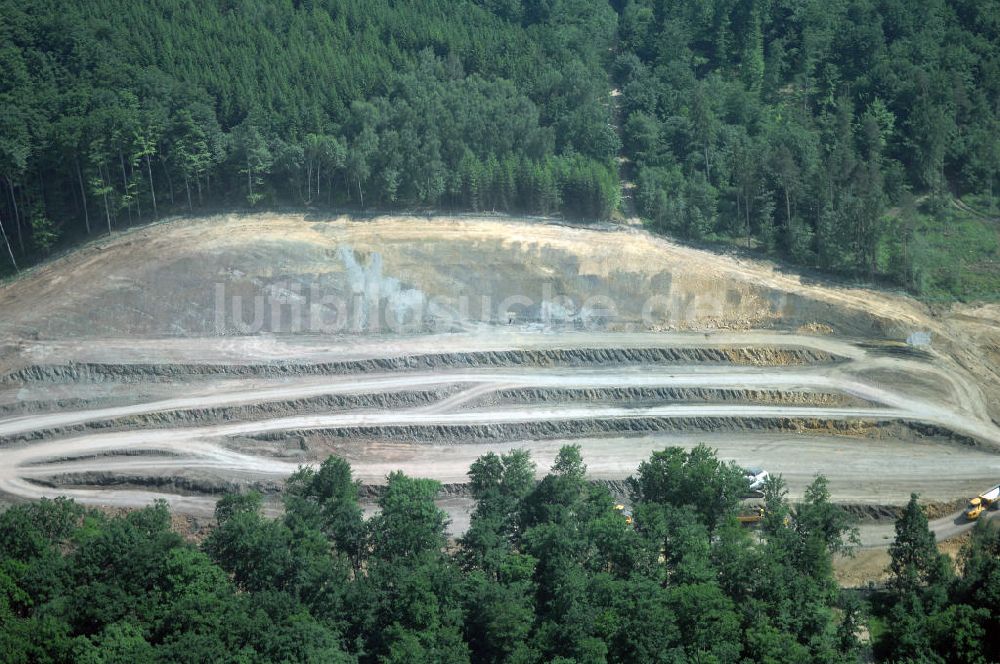 Luftbild Eisenach - Kindel - Baustelle der BAB A 4 - Umfahrung Hörselberge in Thüringen bei Eisenach