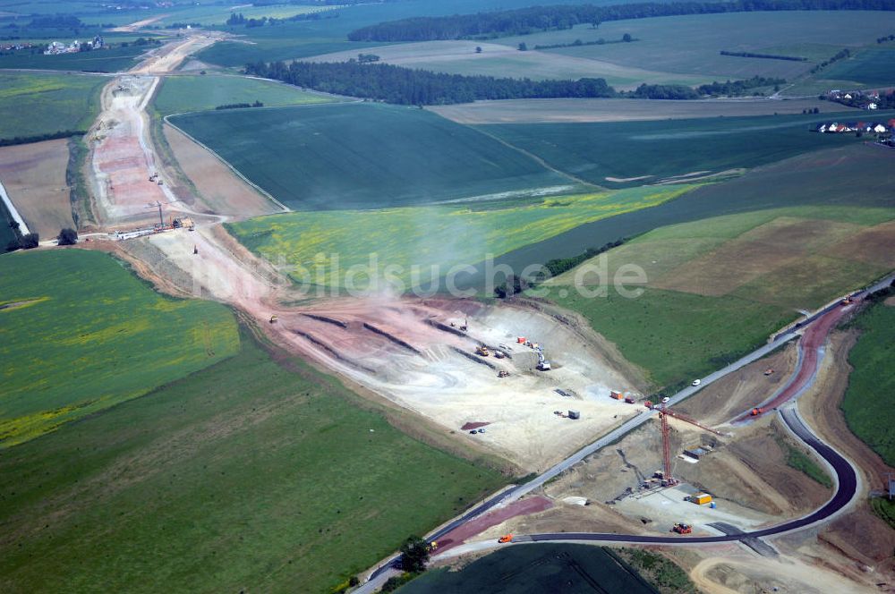 Eisenach - Kindel von oben - Baustelle der BAB A 4 - Umfahrung Hörselberge in Thüringen bei Eisenach