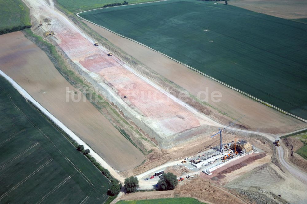 Luftbild Eisenach - Kindel - Baustelle der BAB A 4 - Umfahrung Hörselberge in Thüringen bei Eisenach