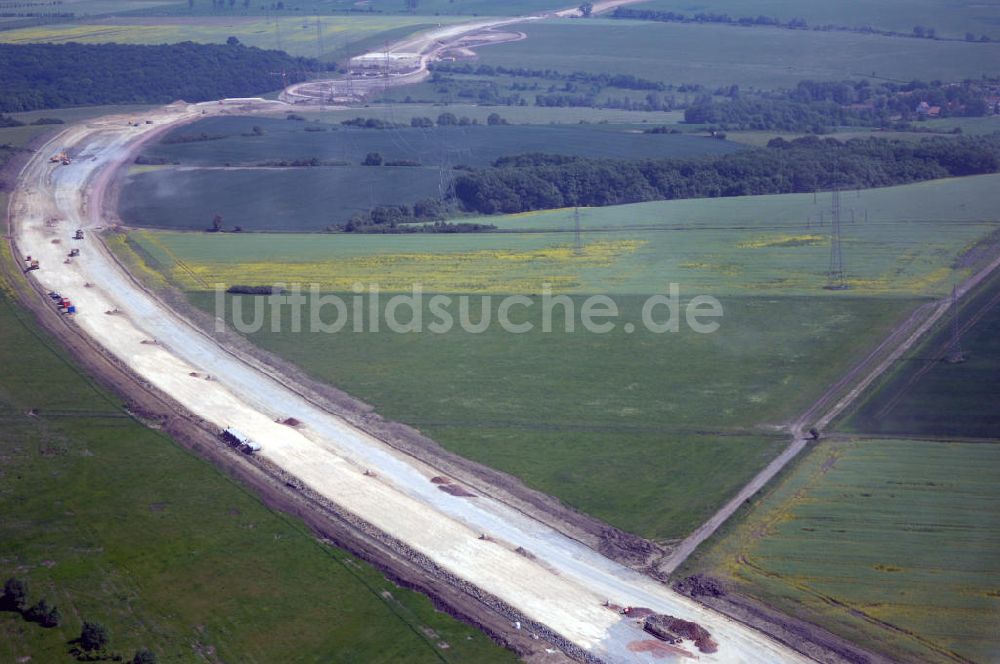 Eisenach - Kindel aus der Vogelperspektive: Baustelle der BAB A 4 - Umfahrung Hörselberge in Thüringen bei Eisenach