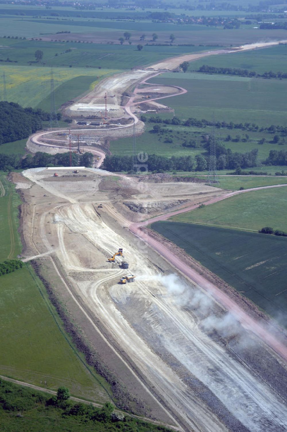 Luftaufnahme Eisenach - Kindel - Baustelle der BAB A 4 - Umfahrung Hörselberge in Thüringen bei Eisenach