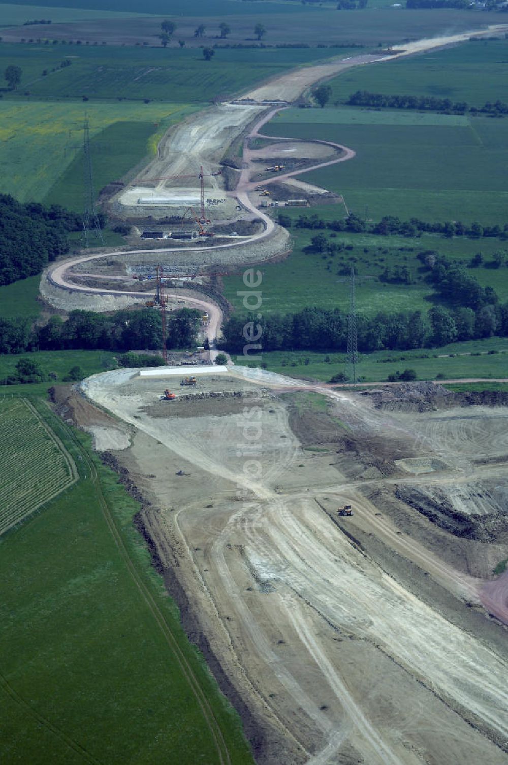 Eisenach - Kindel von oben - Baustelle der BAB A 4 - Umfahrung Hörselberge in Thüringen bei Eisenach