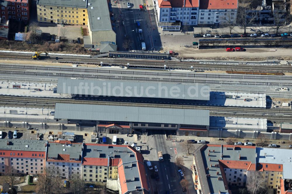 Berlin - Baumschulenweg aus der Vogelperspektive: Baustelle S-Bahn Berlin-Baumschulenweg