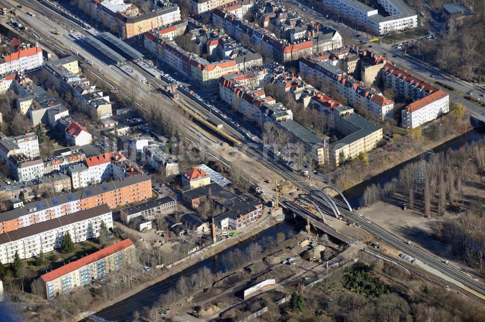 Luftaufnahme Berlin-Baumschulenweg - Baustelle S-Bahn Berlin-Baumschulenweg