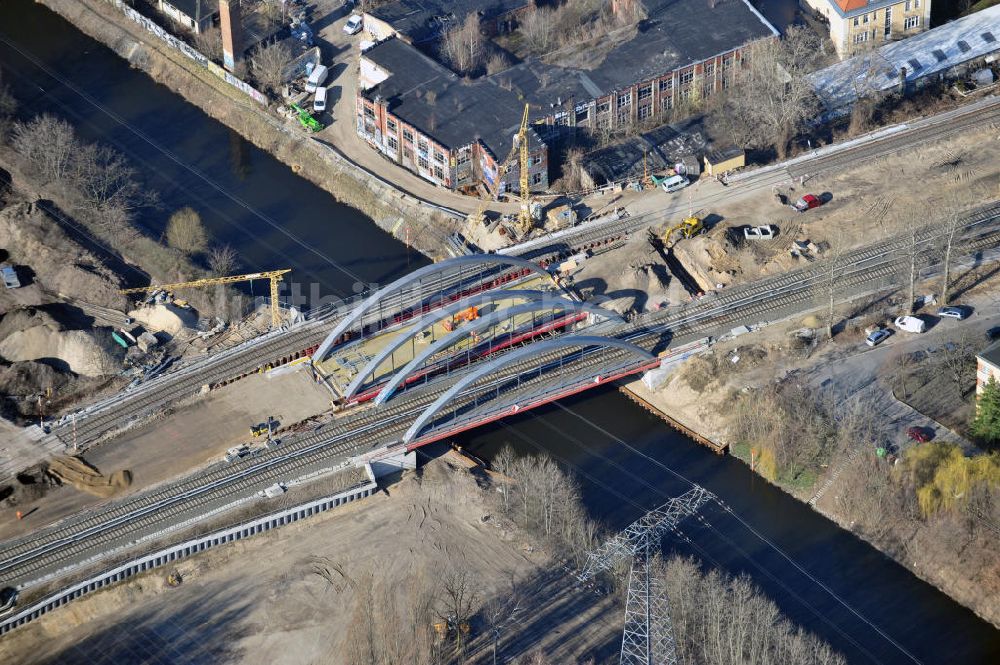 Luftbild Berlin-Baumschulenweg - Baustelle S-Bahn Berlin-Baumschulenweg