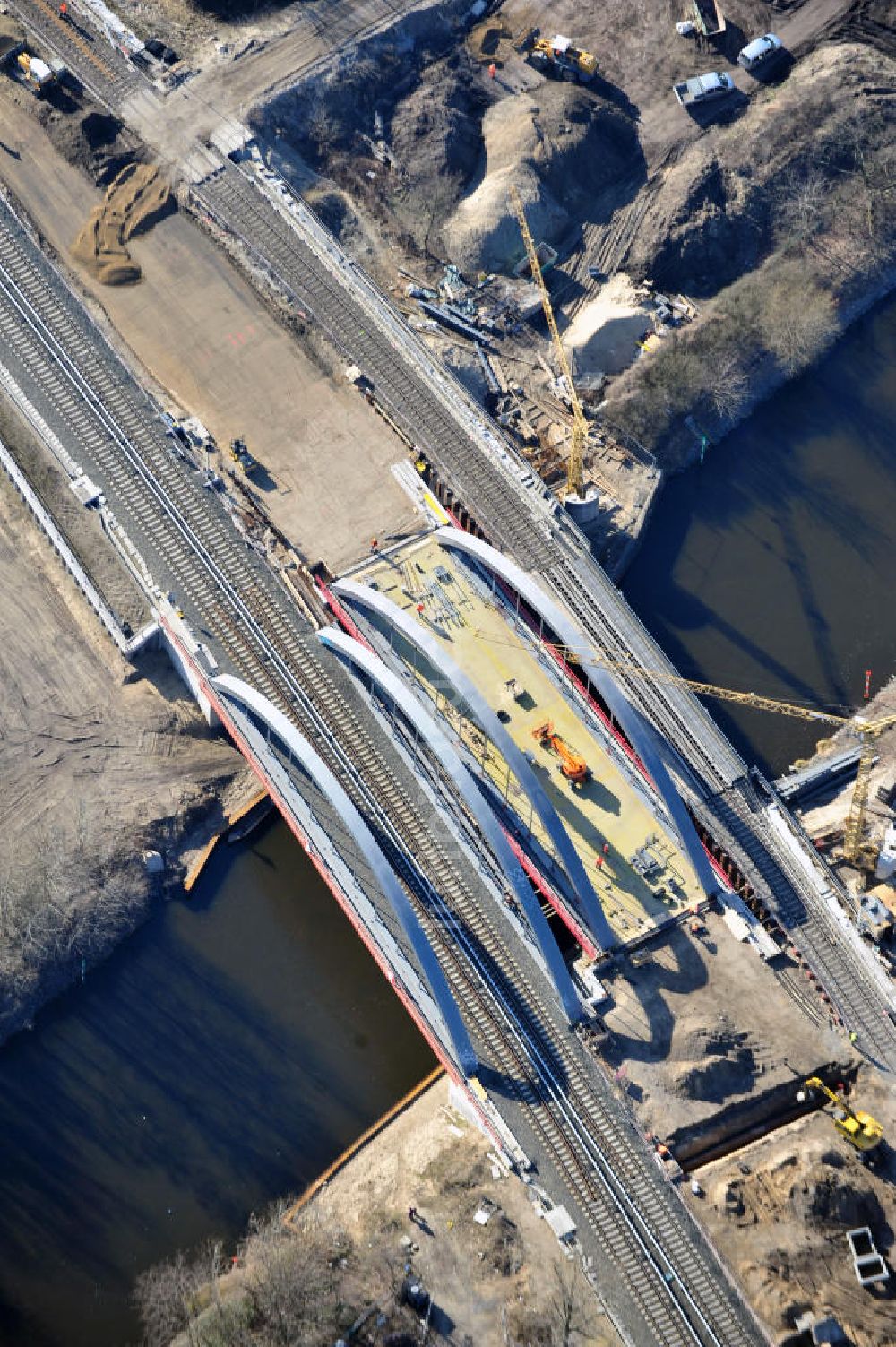 Luftbild Berlin-Baumschulenweg - Baustelle S-Bahn Berlin-Baumschulenweg