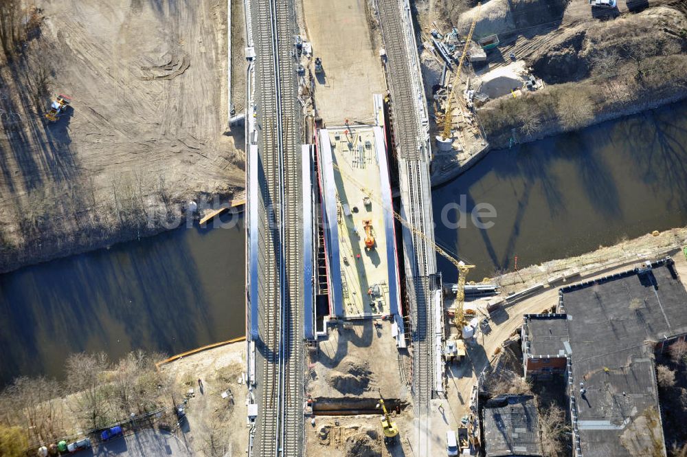 Luftaufnahme Berlin-Baumschulenweg - Baustelle S-Bahn Berlin-Baumschulenweg