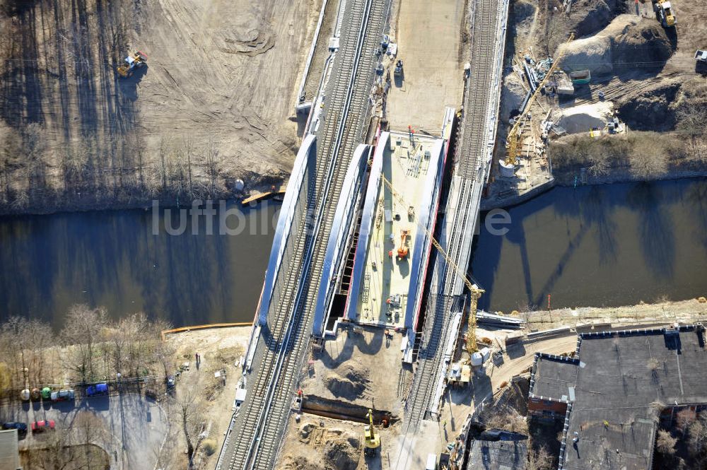 Berlin-Baumschulenweg von oben - Baustelle S-Bahn Berlin-Baumschulenweg