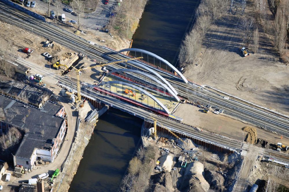 Luftbild Berlin-Baumschulenweg - Baustelle S-Bahn Berlin-Baumschulenweg