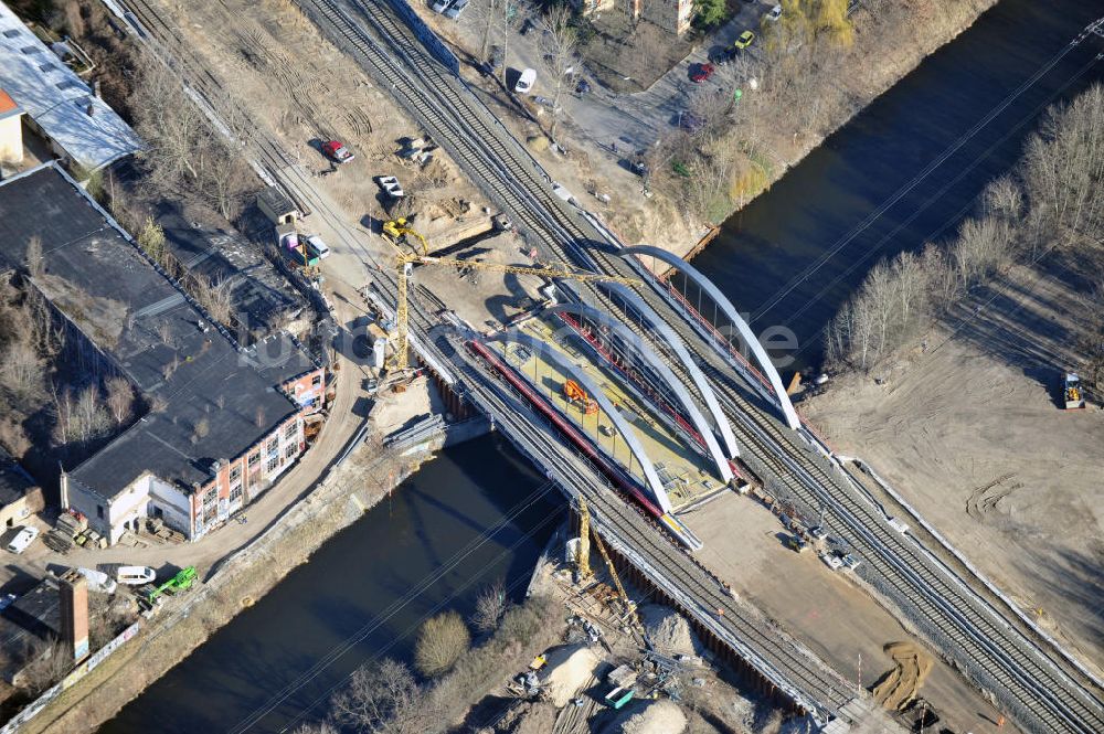 Luftaufnahme Berlin-Baumschulenweg - Baustelle S-Bahn Berlin-Baumschulenweg