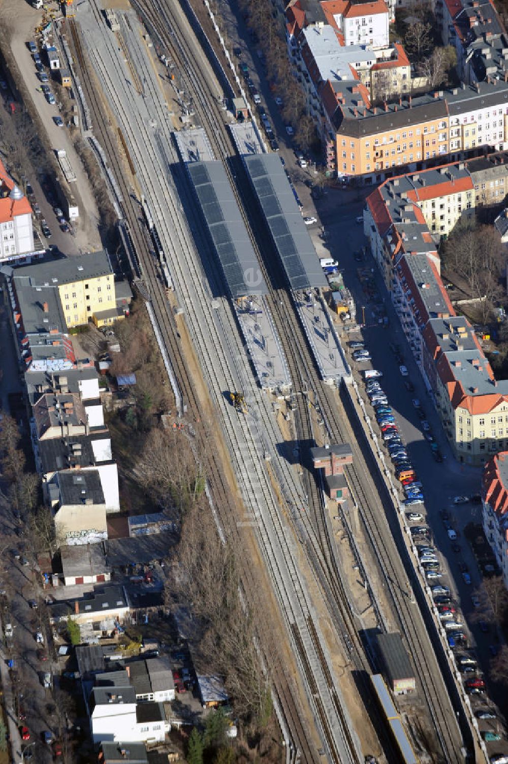 Berlin-Baumschulenweg aus der Vogelperspektive: Baustelle S-Bahn Berlin-Baumschulenweg