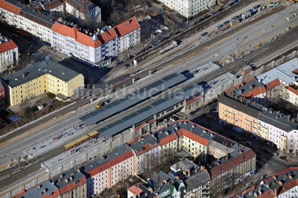 Berlin-Baumschulenweg von oben - Baustelle S-Bahn Berlin-Baumschulenweg