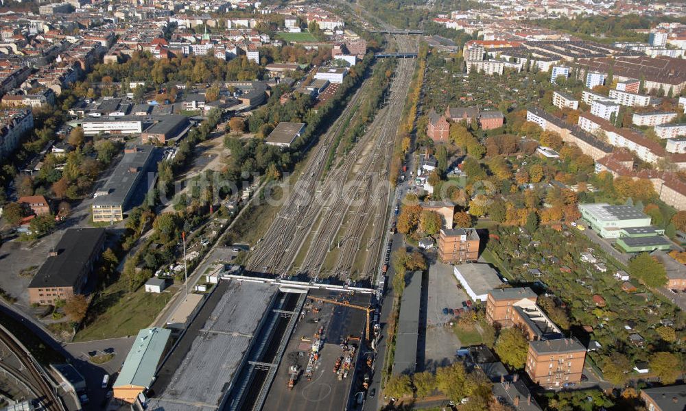 Luftaufnahme Berlin - Baustelle am Bahnhof Südkreuz in Berlin