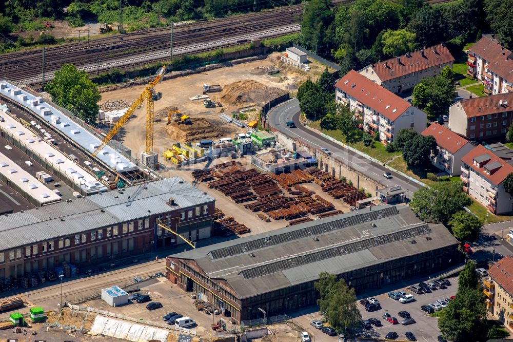 Witten aus der Vogelperspektive: Baustelle und Bauarbeiten im Industriegebiet südlich der Kronenstraße in Witten im Bundesland Nordrhein-Westfalen