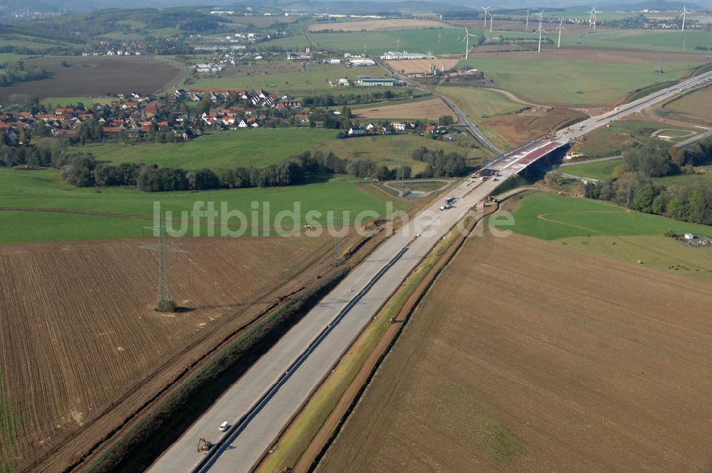 Luftbild Großenlupnitz - Baustelle Böbertalbrücke bei Großenlupnitz