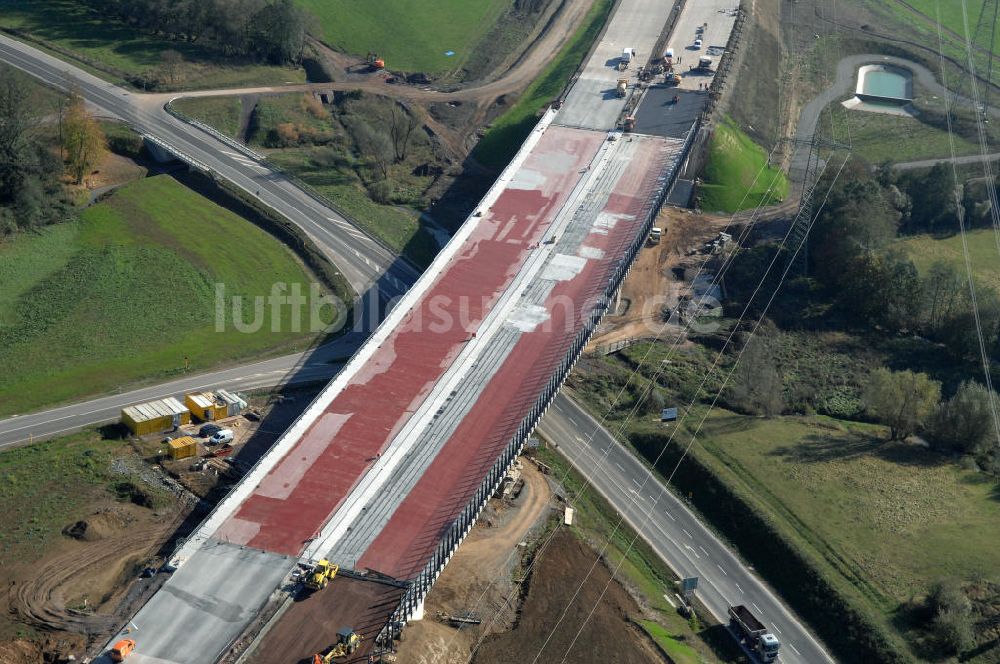 Luftaufnahme Großenlupnitz - Baustelle Böbertalbrücke bei Großenlupnitz