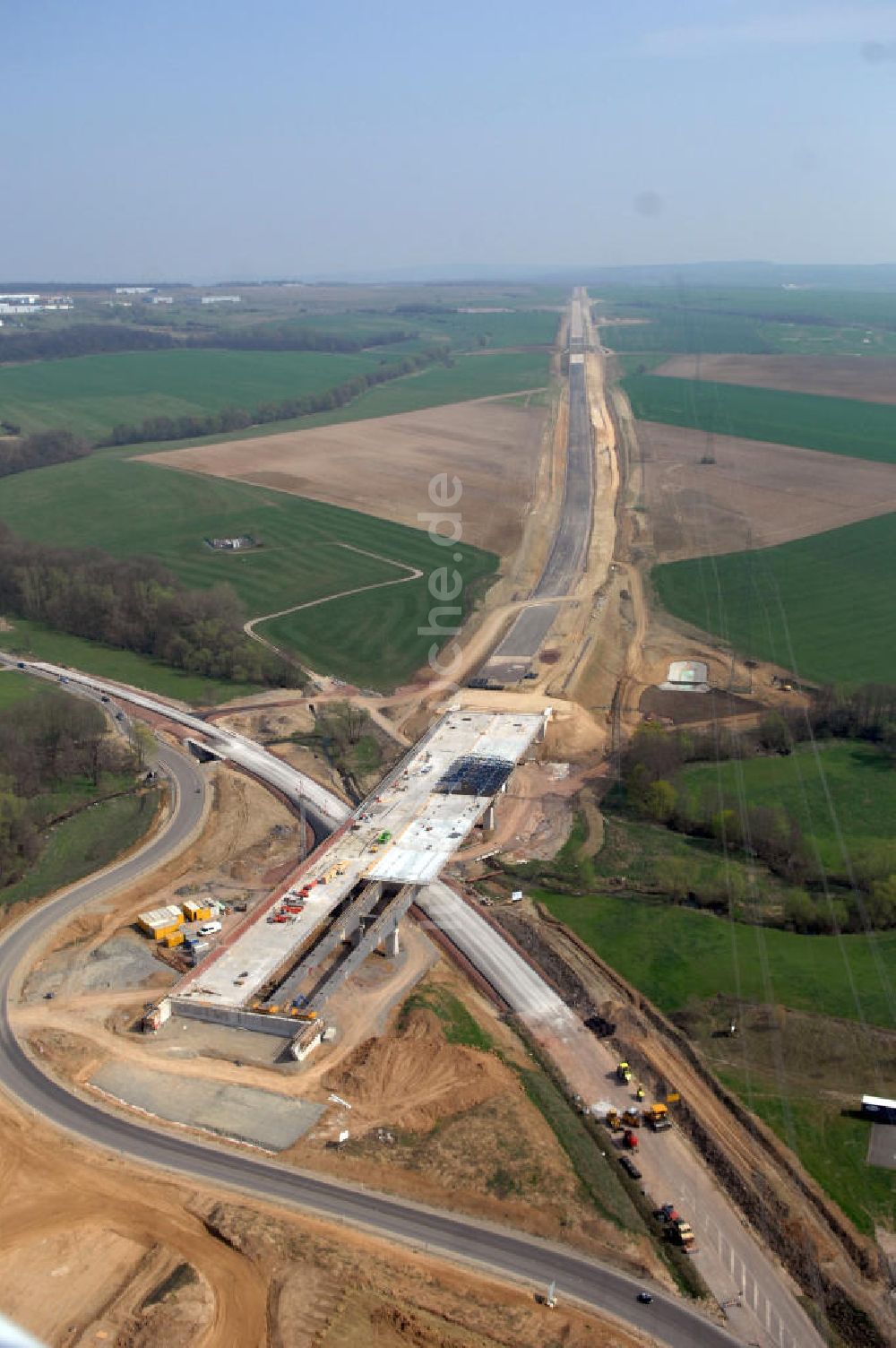 Luftbild Großenlupnitz - Baustelle Böbertalbrücke der A4 bei Großenlupnitz