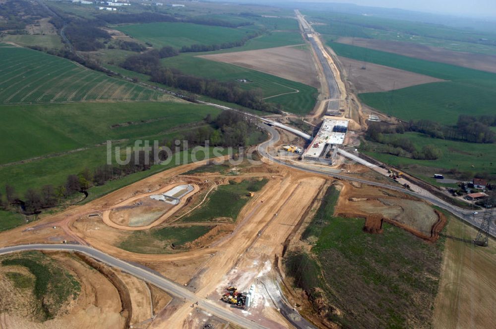 Großenlupnitz von oben - Baustelle Böbertalbrücke der A4 bei Großenlupnitz