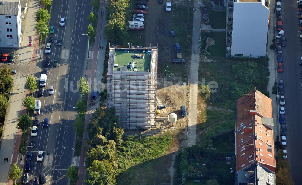 Luftaufnahme Berlin - Baustelle an der Bernauer Straße in Berlin-Mitte