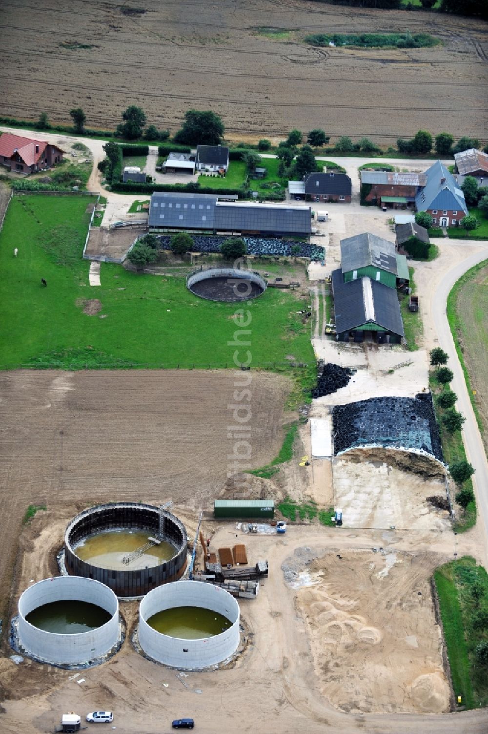 Langwedel von oben - Baustelle der Bioenergie Langwedel GmbH & Co. KG in Langwedel im Bundesland Schleswig-Holstein