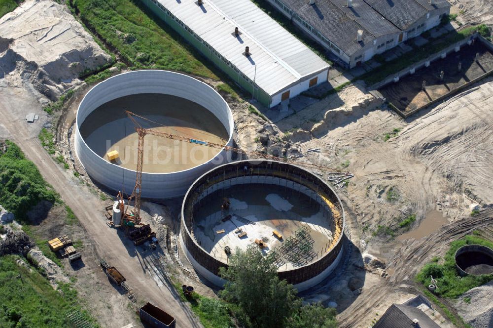 Coswig ( Anhalt ) OT Düben von oben - Baustelle Biogasanlage in Düben in Sachsen-Anhalt