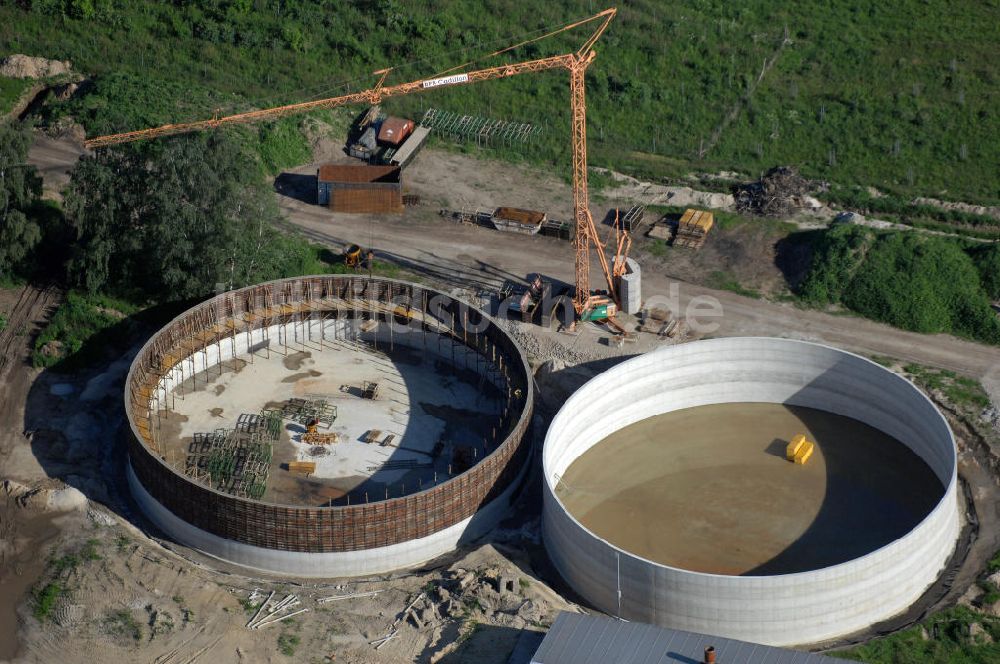 Coswig ( Anhalt ) OT Düben aus der Vogelperspektive: Baustelle Biogasanlage in Düben in Sachsen-Anhalt