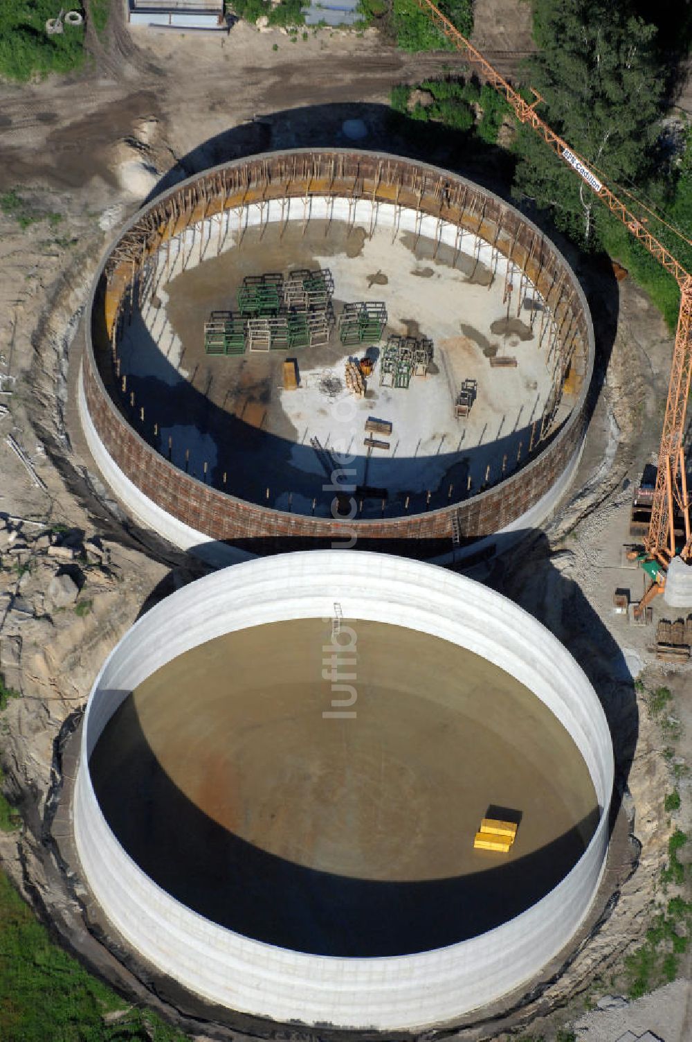 Luftaufnahme Coswig ( Anhalt ) OT Düben - Baustelle Biogasanlage in Düben in Sachsen-Anhalt