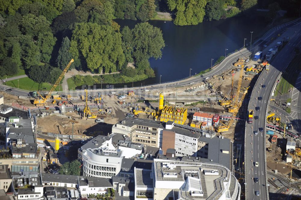 Luftaufnahme Düsseldorf - Baustelle vom Kö-Bogen und der Wehrhahnlinie in Düsseldorf