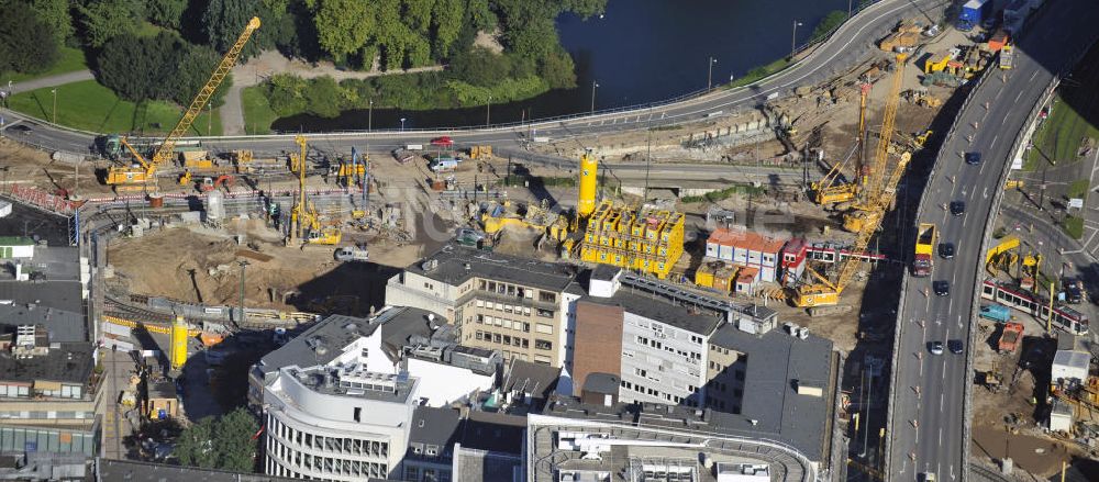 Düsseldorf von oben - Baustelle vom Kö-Bogen und der Wehrhahnlinie in Düsseldorf