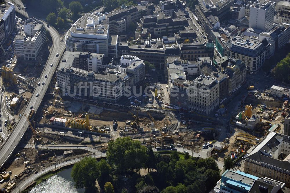 Düsseldorf aus der Vogelperspektive: Baustelle vom Kö-Bogen und der Wehrhahnlinie in Düsseldorf