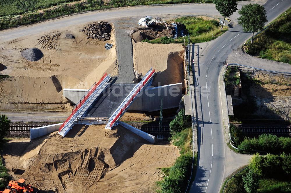 Söhlde von oben - Baustelle Brücke über die DB-Strecke bei Söhlde in Niedersachsen