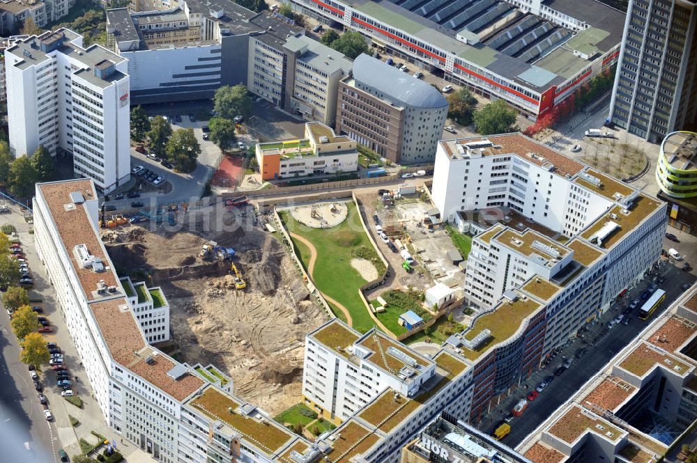 Berlin von oben - Baustelle Büro- und Geschäftshaus Am Markgrafenpark in Berlin-Kreuzberg