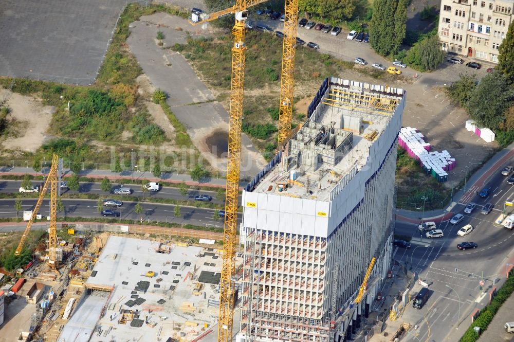 Berlin von oben - Baustelle Büro- Hochhaus Tour Total auf dem Gelände der Europacity an der Heidestraße in Berlin