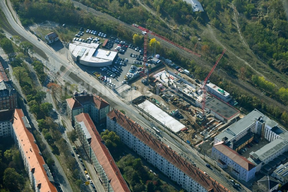 Luftbild Dresden - Baustelle Bürogebäude des Geschäftshauses Annenhöfe der TLG Immobilien AG entlang der Großenhainer Straße in Dresden im Bundesland Sachsen, Deutschland