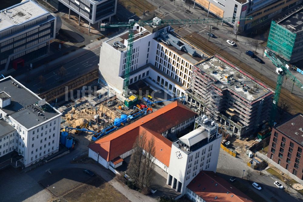 Berlin von oben - Baustelle Bürogebäude des Geschäftshauses Am Audio Ecke Rudower Chaussee im Ortsteil Adlershof - Johannestal in Berlin, Deutschland