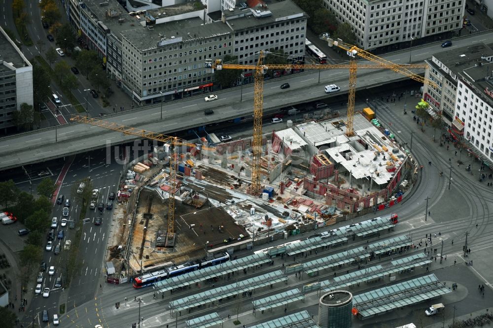 Bremen aus der Vogelperspektive: Baustelle Bürogebäude des Geschäftshauses Bahnhofstraße Ecke Herdentorsteinweg in Bremen, Deutschland