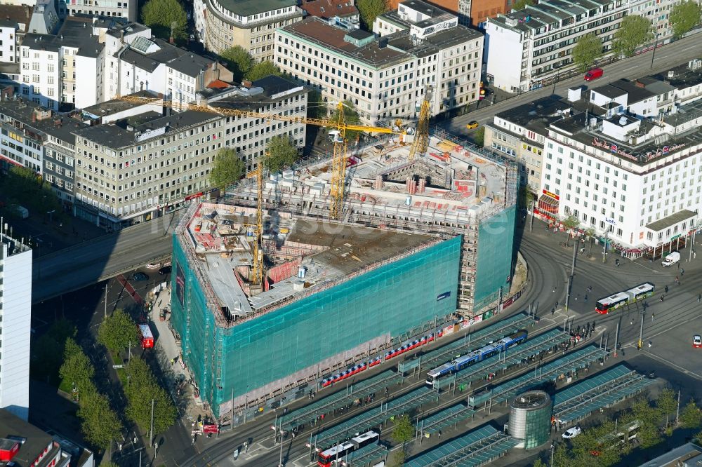 Luftbild Bremen - Baustelle Bürogebäude des Geschäftshauses Bahnhofstraße Ecke Herdentorsteinweg in Bremen, Deutschland