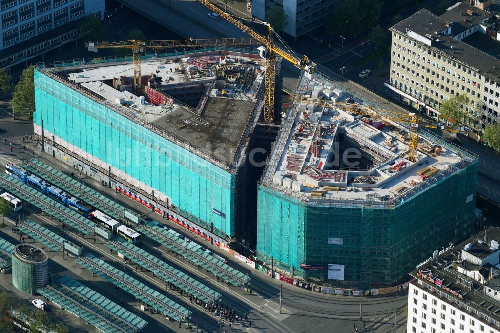 Bremen aus der Vogelperspektive: Baustelle Bürogebäude des Geschäftshauses Bahnhofstraße Ecke Herdentorsteinweg in Bremen, Deutschland