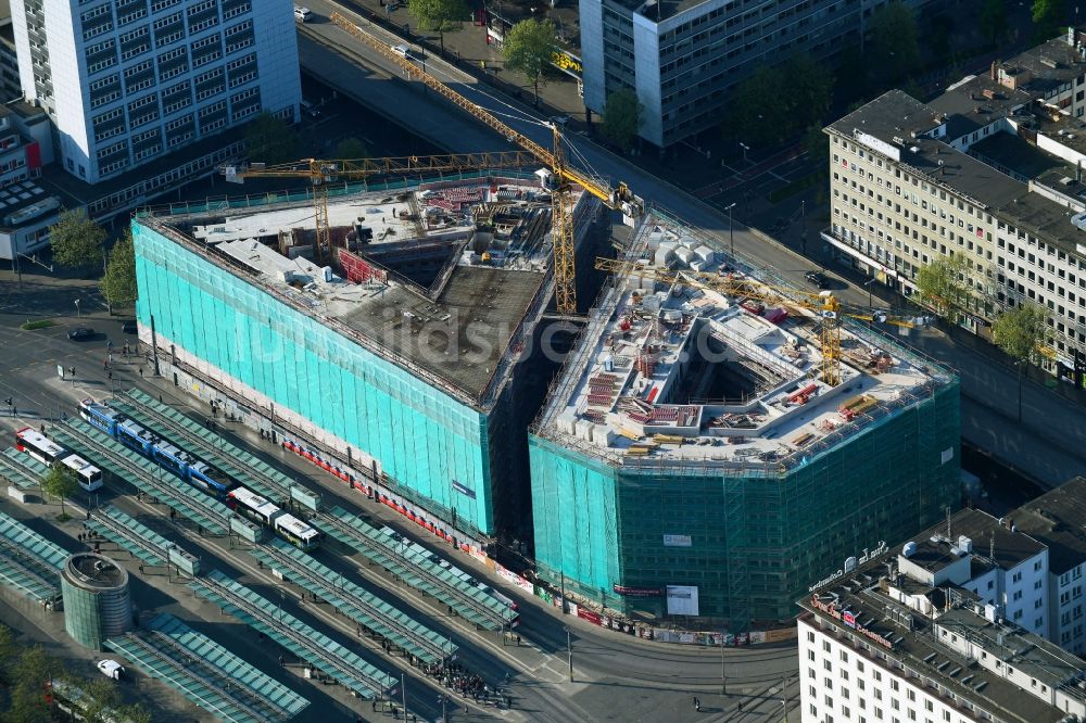 Luftbild Bremen - Baustelle Bürogebäude des Geschäftshauses Bahnhofstraße Ecke Herdentorsteinweg in Bremen, Deutschland