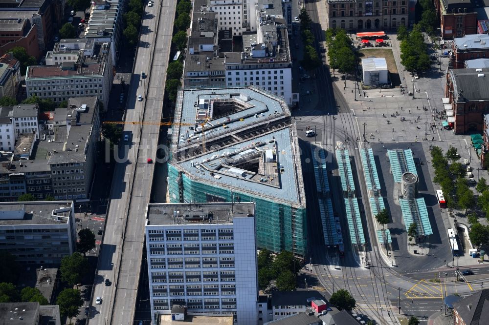 Bremen von oben - Baustelle Bürogebäude des Geschäftshauses Bahnhofstraße Ecke Herdentorsteinweg in Bremen, Deutschland