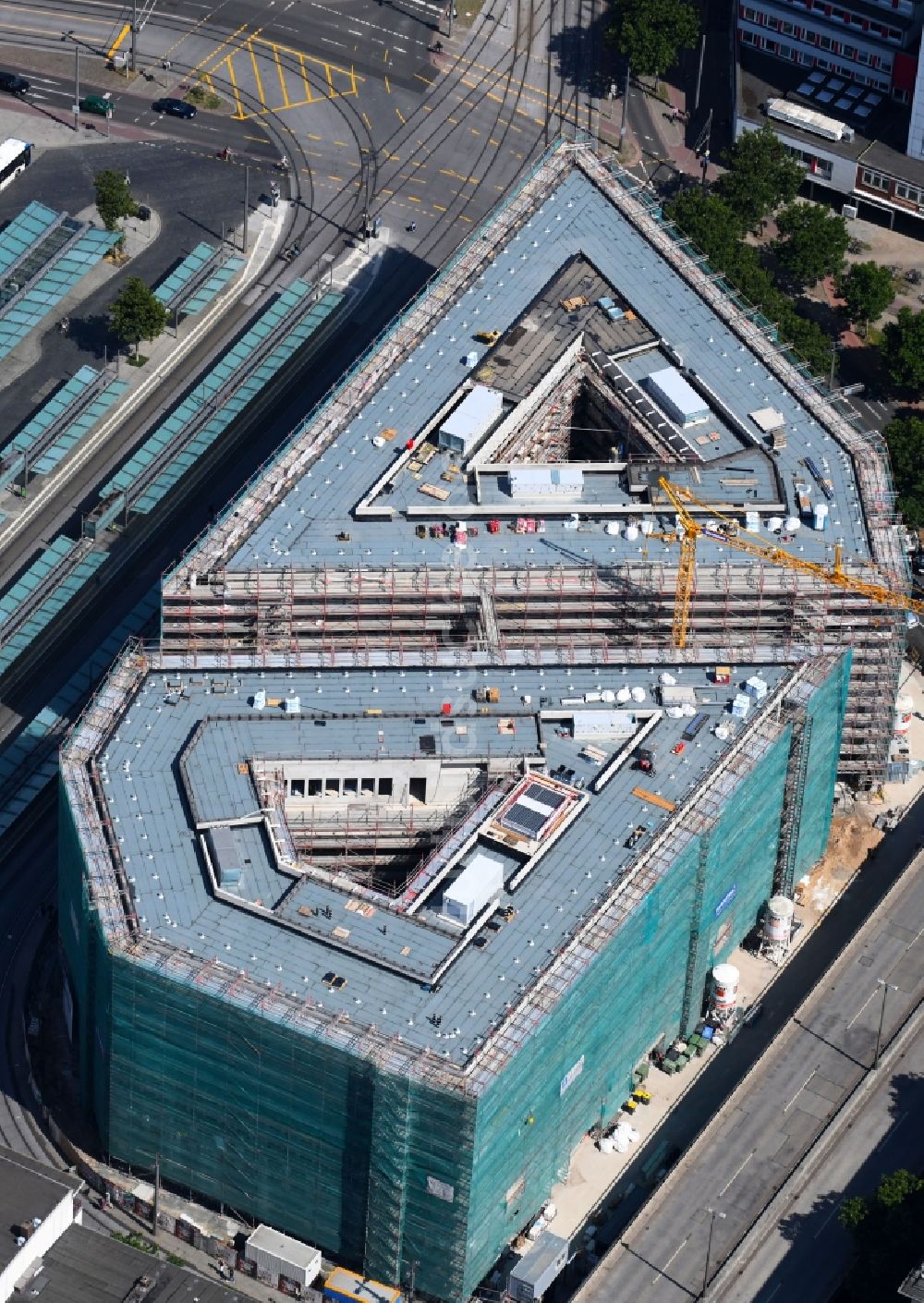 Luftaufnahme Bremen - Baustelle Bürogebäude des Geschäftshauses Bahnhofstraße Ecke Herdentorsteinweg in Bremen, Deutschland