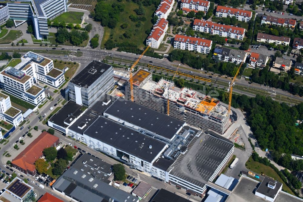 Stuttgart von oben - Baustelle Bürogebäude des Geschäftshauses Büropark Löwentorbogen in Stuttgart im Bundesland Baden-Württemberg, Deutschland