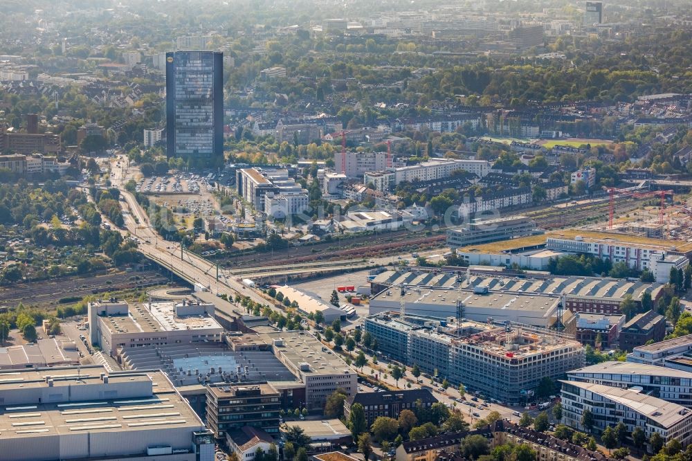 Luftaufnahme Düsseldorf - Baustelle Bürogebäude des Geschäftshauses Heinrich Campus im Ortsteil Derendorf in Düsseldorf im Bundesland Nordrhein-Westfalen, Deutschland