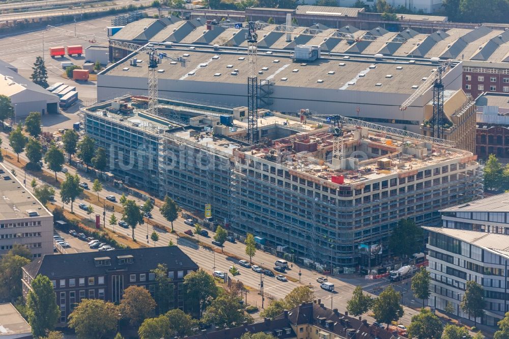 Düsseldorf von oben - Baustelle Bürogebäude des Geschäftshauses Heinrich Campus im Ortsteil Derendorf in Düsseldorf im Bundesland Nordrhein-Westfalen, Deutschland