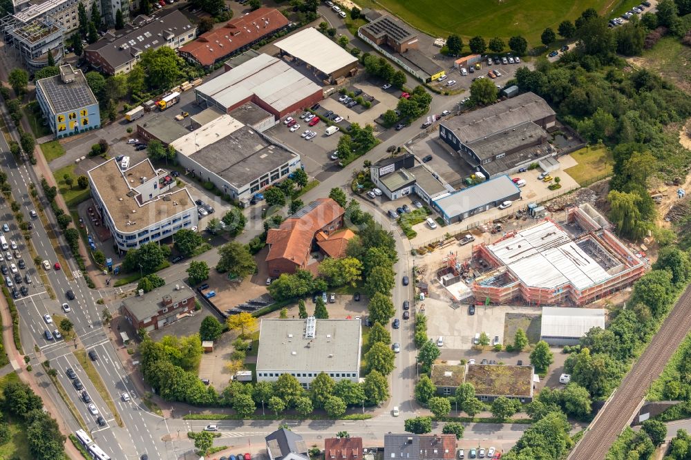 Hamm von oben - Baustelle Bürogebäude des Geschäftshauses der GK Invest in Hamm im Bundesland Nordrhein-Westfalen, Deutschland