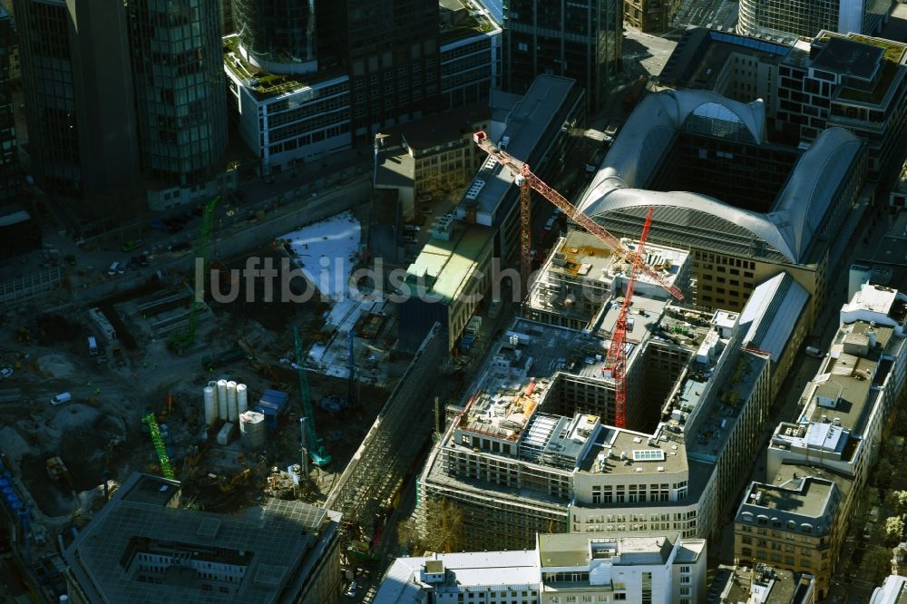 Luftbild Frankfurt am Main - Baustelle Bürogebäude des Geschäftshauses Junghof Plaza in Frankfurt am Main im Bundesland Hessen, Deutschland