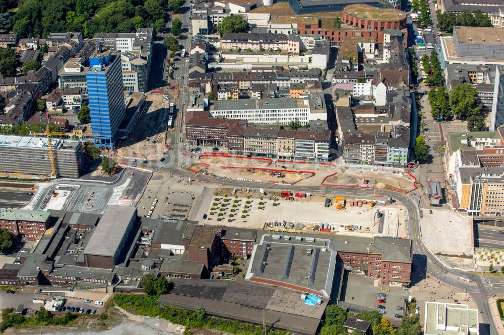 Luftaufnahme Duisburg - Baustelle Bürogebäude des Geschäftshauses Mercator One in Duisburg im Bundesland Nordrhein-Westfalen, Deutschland