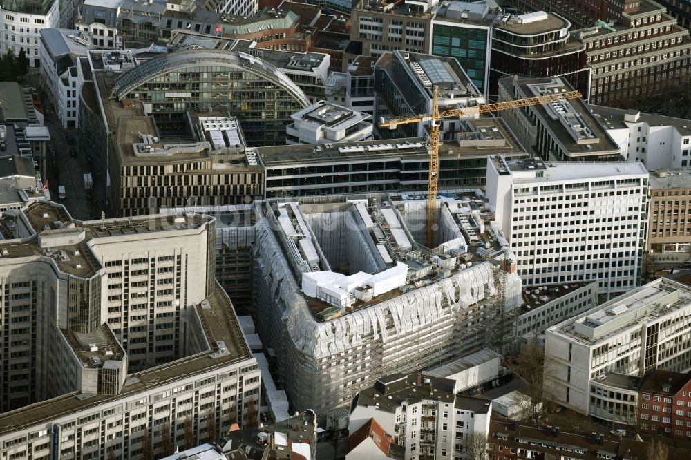 Hamburg aus der Vogelperspektive: Baustelle Bürogebäude des Geschäftshauses der MOMENI ASQ GmbH in Hamburg, Deutschland