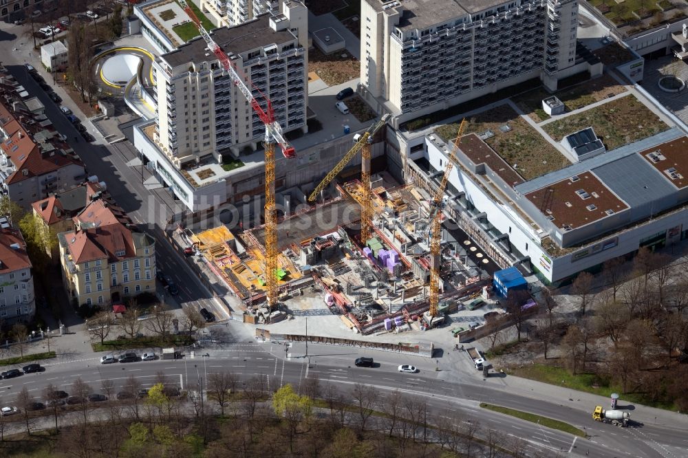 Luftbild München - Baustelle Bürogebäude des Geschäftshauses im Ortsteil Schwanthalerhöhe in München im Bundesland Bayern, Deutschland