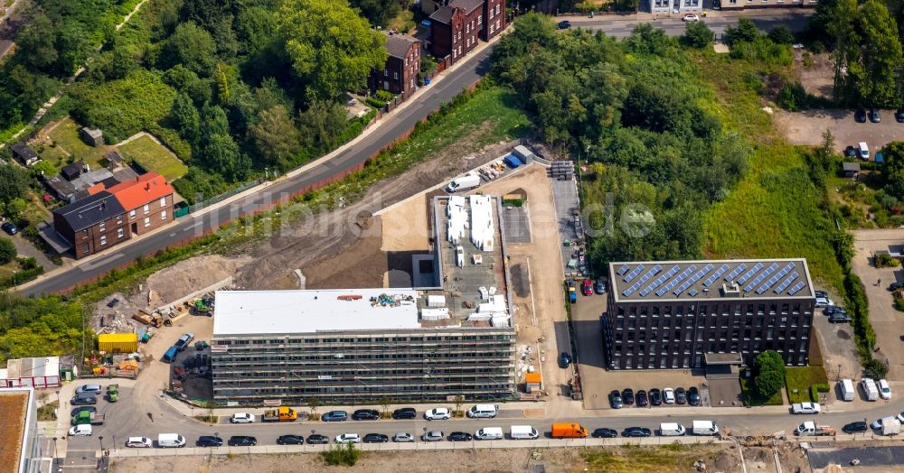 Luftaufnahme Essen - Baustelle Bürogebäude des Geschäftshauses im Ortsteil Stoppenberg in Essen im Bundesland Nordrhein-Westfalen, Deutschland